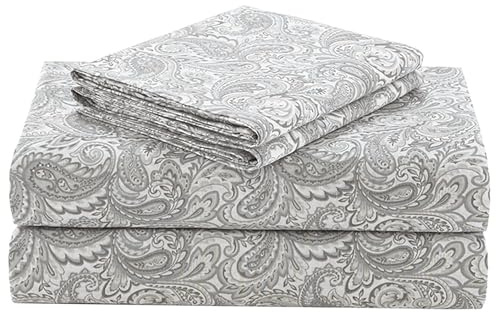 Comfort Spaces 144TC Cotton Sheet Set Breathable, Lightweight, Soft with Elastic Deep Pocket, Modern All Season Cozy Bedding, Matching Pillow Case, King, Paisley Multi 4 Piece