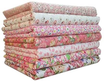 Wohlstand Baumwollgewebe 7 Stücke,Baumwollstoff Meterware Stoffe zum Nähen Patchwork Stoffe Paket Stoffreste DIY nähen Handwerk 50 cm x 50 cm(Blumen)