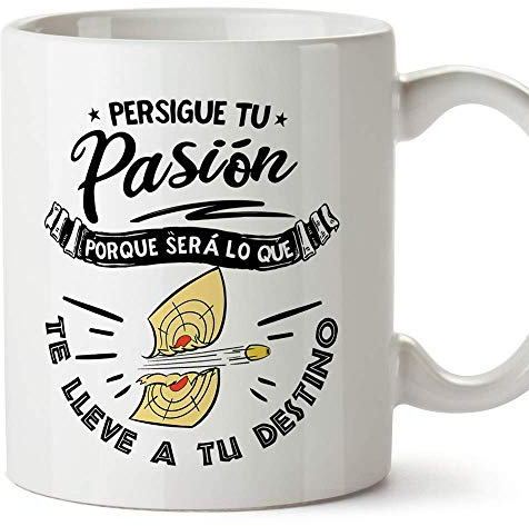 MUGFFINS Taza Motivacional Persigue tu pasión Porque será lo Que te lleve a tu Destino - Regalos para Animar y Motivar en el Desayuno