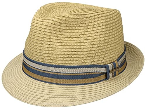 Stetson Licano Toyo Trilby Strohhut Herren - Aus 100% Toyo-Stroh - Hut mit UV-Schutzfaktor 40+ - Sonnenhut mit Ripsband - Zweifarbig - Krempe (ca. 4,5 cm) - Fedora Frühjahr/Sommer beige XXL (62-63 cm)