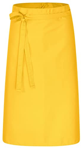 DESERMO 10er Set Premium Vorbinder 80x100cm (LxB) - Hochwertige Profi-Schürze für Frau & Mann - Küchenschürze aus Baumwollmischung - Schürze mit großer Farbauswahl - Stoffgewicht 220g/m² (Gelb)