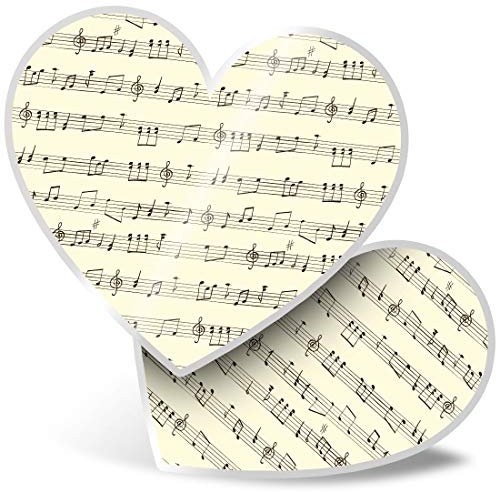 2 x Heart Stickers 7.5 cm - Sheet Musical Note Vintage Music Laptop Tablet Luggage Scrapbook #13121