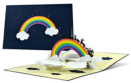 Weihnachtskarte mit Regenbogen I Corona Hoffnung & Dankbarkeit | Grußkarte Weihnachten, Advent | Regenbogenkarte 3D | Pop-up Karte, Handgemacht, W38