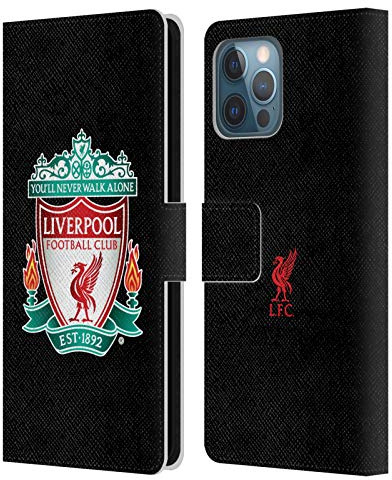 Head Case Designs Officially Licensed Liverpool Football Club Black 1 Crest 1 Leather Wallet Case Compatible With Apple iPhone 12 Pro Max
