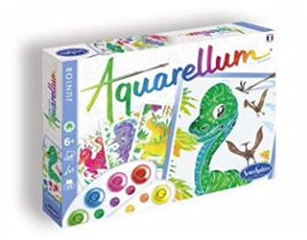 Sentosphère - Aquarellum Junior - Dinosaures - Kit Peinture - Activité créative avec 4 Tableaux certis – 5 peintures pour créer des Multiples Nuances -Dès 7 Ans - fabriqué en France - 6511