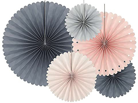 Libetui Set 5 Rosetten Party Deko Fächer Papier Rosetten Papierfächer Papierrosetten für Hochzeit Geburtstag Party Feier Wanddeko Mehrfarbig