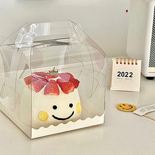DZOZO 10-Piece Transparent Cake Box - 6 Inch Clear Square Plastic Baking Box for Cupcakes, Candy, Chocolate & Dessert