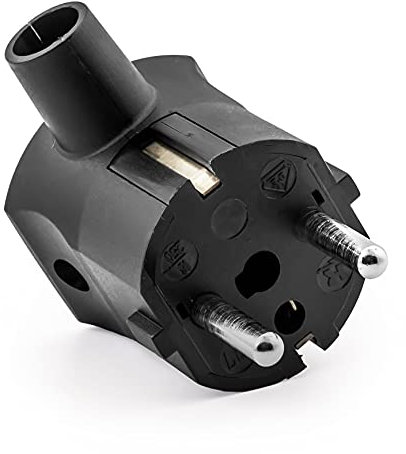 2 Stück - Schutzkontakt-Stecker aus Thermoplast, Schuko Winkelstecker mit Knickschutz, schwarz