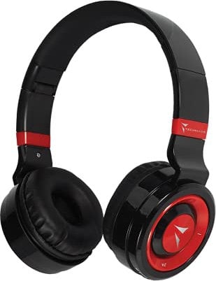 TECHMADE Cuffie Wireless Bluetooth 5.0, Pieghevoli Cuffie Over Ear Microfono Incorporato Suono Stereo HiFi Cuffie Over Ear, Per Viaggi PC Cellulare| FM Radio, SD Card Slot (max 32GB) (rosso)