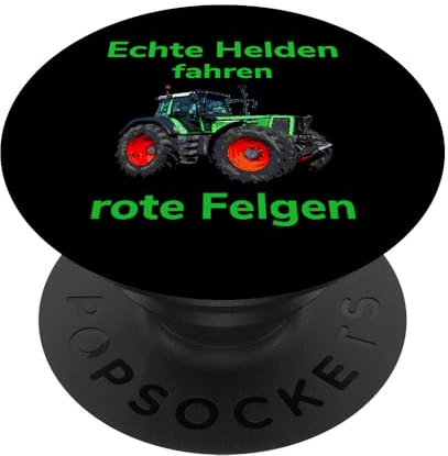 Traktor Landwirt Trecker Echte Helden fahren rote Felgen PopSockets Klebender PopGrip