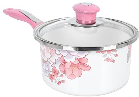 YARNOW 1stk Milchkännchen Aus Emaille Email- Kochtopf Töpfe 16cm Porzellansuppe Französische Zwiebelsuppe Schüssel Förmchen Zum Backen Emaille Canning Pot. Mit Deckel Glas Brei Topf Baby