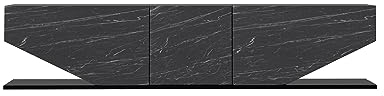 DECOROTIKA Perle Meuble TV Console multimédia, Bois Chlorure de polyvinyle, Effet marbre Noir, 180 x 30 x 40