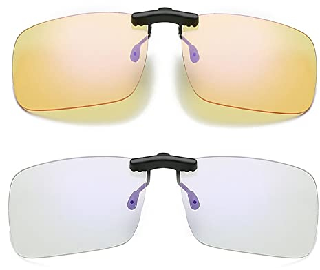 SEIWEI Clip Blue Light Filter Protection, Yellow/Clear Anti Blue Light Glasses PC Mobile TV Gaming Glasses, Anti Fatigue Glasses on PC Screens