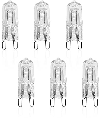 6 Pack G9 Halogen Bulbs, Warm White, Oven Bulb, 25W 230V, Resistant to 500°C