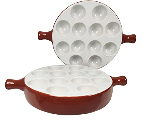 jinsongdafa Lot de 2 plaques d'escargot en céramique - 23,5 x 16,5 cm - Avec poignée - Ensemble de trous de sécurité pour la maison - Restaurant hôtel (marron, 23,5 x 16,5 cm)