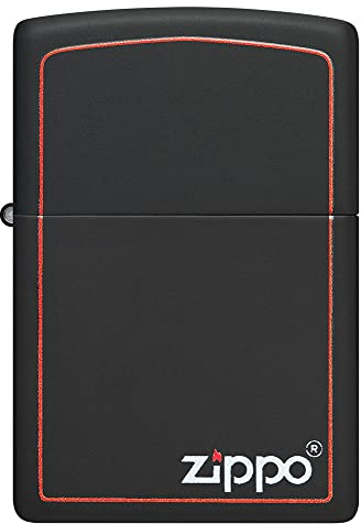 Zippo Sturmfeuerzeug - Classic Black & Red - Black Matte, Color Image - Nachfüllbar - Wiederverwendbar - Windfestes Design - Geschenkbox - Made in USA