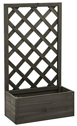 Tidyard Fioriera,con Traticcio,Grigliato,in Legno Massello,di Abete,Grigio,50x25x90 cm,Fioriera Grigliato Legno,Fioriera Traccolo Legno,Fioriera Grande,Fioriera da Giardino Legno,Fioriera da Esterno