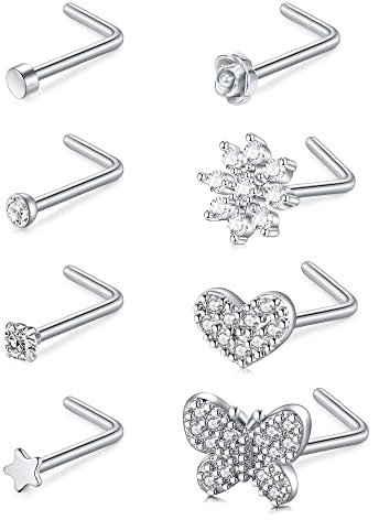 Incaton 20 Gauge 8stk Nasenstecker Nasenpiercing Nasenring Chirurgenstahl Nostril Piercing Schmuck Set