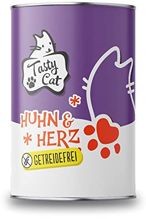 TastyCat Nassfutter für Katzen Huhn & Herz 6 x 400g. | getreidefrei | zuckerfrei