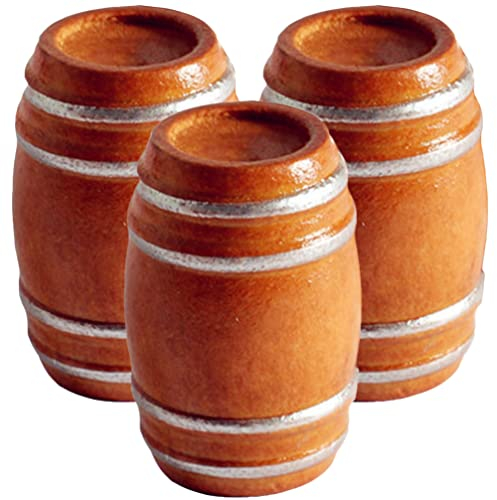 Ipetboom Holzfass Miniatur 3pcs Mini Holzfass Modell Miniatur Bier Weinfass Mini Hauszubehör