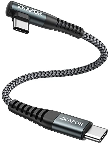 ZKAPOR Cavo USB C a USB C Corto 30CM, Cavo USB Type-C 90 Gradi 60W Ricarica Rapida Type-C a USB-C Compatible con iPhone 15/15 Pro Max, Samsung Galaxy S23, Pad Pro, Air, Huawei P40 /Mate 60, Pixel
