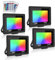SKYWORLD Projecteur LED Couleur 4 pièces,30W Projecteur RGB Exterieur avec 4 Modes Fonction Mémoire & Télécommande RGBW Lumière de Projecteur Etanche IP66 pour Patio Garage Jardin Terrasse Usine