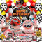 Race Car Birthday Party Dekorationen, Happy Birthday Racing Car Backdrop, Luftballons, Geschirr, Car Party Schilder, Tischdecke für Kinder Jungen, Let's Go Racing, Checkered Party Supplies, Serves 20