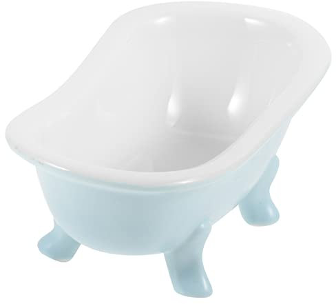 LAPYAPPE Chinchilla Baignoire anti-poussière pour hamster Baignoire pour animal domestique Baignoire mignonne pour yaourt en céramique Bleu ciel