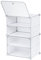 Baroni Home Scatole per Scarpe Impilabili Salva spazio, Organizzatori Componibili Porta Scarpe Pieghevoli in Plastica, per Cabina Armadio, Ingresso, Fino a Taglia 44, Bianco, 4 Scomparti, 44x32x65 cm