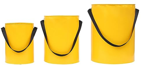 PVC Faltbarer Eimer, Tragbarer Outdoor Falteimer, 7L Wasser Behälter mit Tragetasche für Angeln Reisen Garten Party Camping Autowäsche [Gelb]