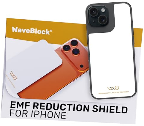 WAVEBLOCK EMF Blocker Sticker for iPhone 15 White | FCC Lab-Tested, 5G Shield, Adhesive Sticker, USA Patented, WAVEBLOCK