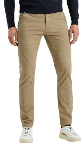 PME Legend Herren Chinohose Twin WASP Chino - Regular Fit - Blau Beige Grün, Größe:32W / 34L, Farbe:Beige 6405