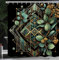 ABAKUHAUS Eukalyptusblätter Duschvorhang, Art Deco inspiriertes geometrisches Rhombus Ornament Botanischer Look, Stoffliches Gewebe mit Haken, 175 x 240 cm, Schwarz Lorbeergün Amber