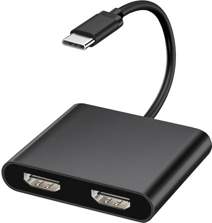 Hxwlo USB C to Dual Monitor Adapter - 4K HDMI, Extended Display for MacBook, Dell, HP, Surface and More - Black
