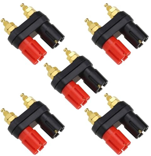 YINETTECH 5pcs Dual Speaker/Amplifier Plum Blossom Terminal Block 4mm Double Female Banana Sockets for Speaker Wiring Amplifier Terminals