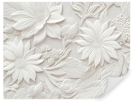 Tapeko Papier Peint 3D Panoramique 360x250 cm style Fleurs en plâtre 3d Papier Peint intissé pour Chambre Salon Personnalisé Décoration Murale u96695