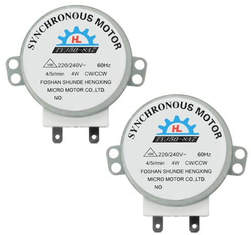2 Pièces Moteurs Synchrones TYJ50-8A7, Micro-Ondes Idéal pour Fours à Micro-Ondes et Divers Appareils Électriques, 220V-240V AC 4W 4/5 tr/min CW/CCW, Compatibles avec Ventilateurs et Chauffages
