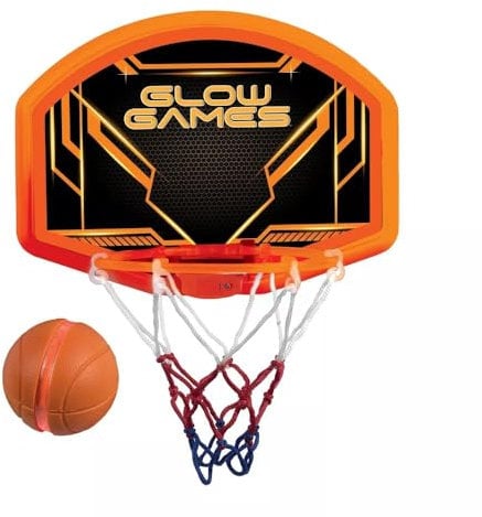 Glow Games Light-Up Basketball Hoop and Ball, LED Glow in the Dark, basketball hoop for kids age 5+