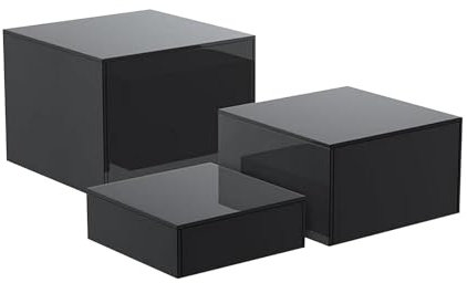 3 Pezzi Alzate per Buffet Espositore Cubo Acrilico Alzate Nesting Set da Tavolo da Dessert per Artigianato di Caramelle Matrimonio Festa di Compleanno , Nero