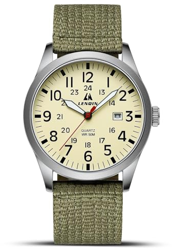 LN LENQIN Orologio Uomo Orologio Militare Orologio Campo Orologi Analogici Al Quarzo Per Uomo Orologi Polso Impermeabili Con Cinturino in Nylon Orologio Sportivo Tattico Militare Con Data