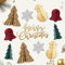 SUNBEAUTY 12 Pezzi Decorazione da Tavolo Natale Verde Carta Albero di Natale Decorazione Fiocchi di Neve da Appendere in Carta, Campane di Natale, Decorazione Natalizia per Interni riutilizzabili