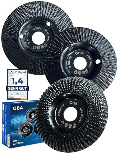 OBA Disque Bois Meuleuse 125mm, 3 Pièces Disques de Meulage pour Façonner, Meuler et Sculpture, Roues pour Meuleuse d'angle, Trou de refroidissement automatique