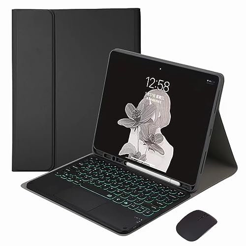 Touch Keyboard for Samsung Galaxy Tab S10 Ultra 14.6 inch 2024,Keyboard Case with Touchpad Cute Round Key Color Keyboard Detachable Keyboard Cover with S Pen Holder(Black)