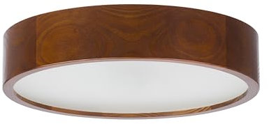 STOLARNIA PIKA Schlafzimmerlampe - Runde Holz Deckenlapme Nussbaum 2xE27 (∅37 cm) - Modern Dunkelbraun Deckenleuchte für, Wohnzimmer, Flur, Küche - Stilvolle Kiefernholz LEJA