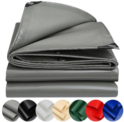 Bâche Premium, Bâche de Protection Etanche 4 x 6 m Imperméable Résistante Aux Déchirures UV Intempéries Bois Imperméable Impermeable Bache pour Serre Jardin Pergola Piscine, Gris