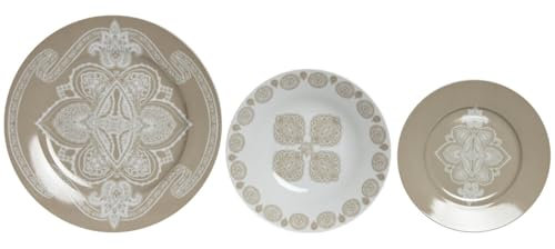VAJILLA SET 18 PORCELANA 27X27X2 DELHI BEIGE