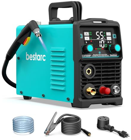 bestarc Plasmaschneider, 55 Amp Rückblaspilotbogen mit [Luftsensor-Technologie], 110 V/220 V Doppelspannung, Nicht-HF-Plasmaschneidmaschine, digitales Bildschirmdisplay (CUT55XP 110 V/220 V)