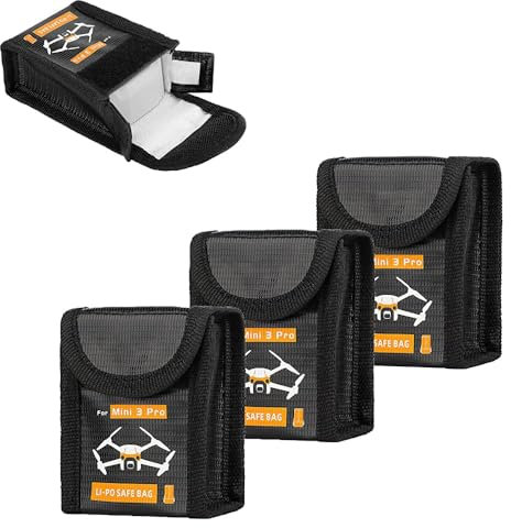 CERFFOOL Lipo - Batería Segura para dji Mini 4 Pro/4K/3 Pro/3 ignífugo a Prueba de explosiones - Funda de Almacenamiento - Bolsa de Almacenamiento - Accesorios para Drone (para 1 batería*3)