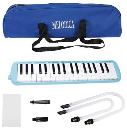 37 Keys Melodica Instrument, Professionelles Melodica - Musikinstrument mit 2 Soft Blow Pipe, Melodica, 2 Blasen, für Anfänger Erwachsene, BLUE