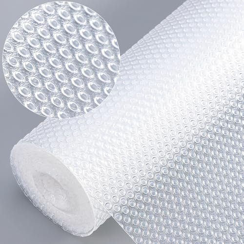 Dntorx Schubladenmatte Nicht Klebend 50x600cm, Antirutschmatte Schubladen mit 70 Stück Doppelseitige Klebepunkte EVA Wasserdichte Schrankpapier für Regale Küche Schubladen Kühlschrank (Transparent)